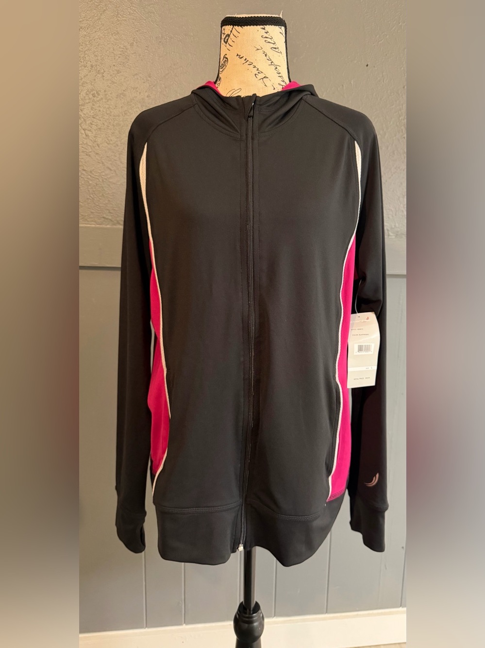 exertek Black and Pink Zip-Up Hoodie